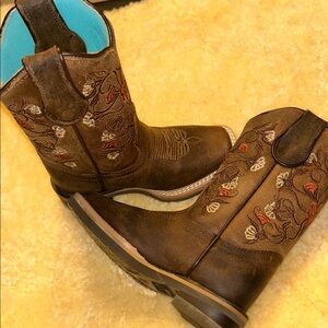 Nocona Kids Brown Boots with Colorful Embroidery